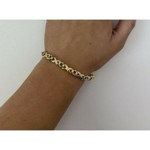 Vintage AFJ Green Flower & Kiss Tennis Bracelet